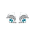 Boucles d’oreilles dauphin pierre bleue