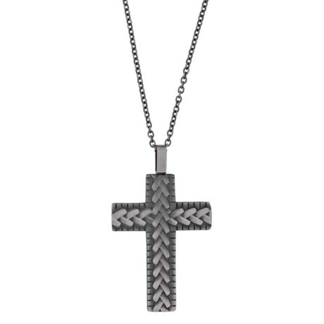 collier-acier-noir-croix-avec-relief-3-317663