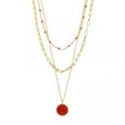 Collier 3 rangs Agate rouge